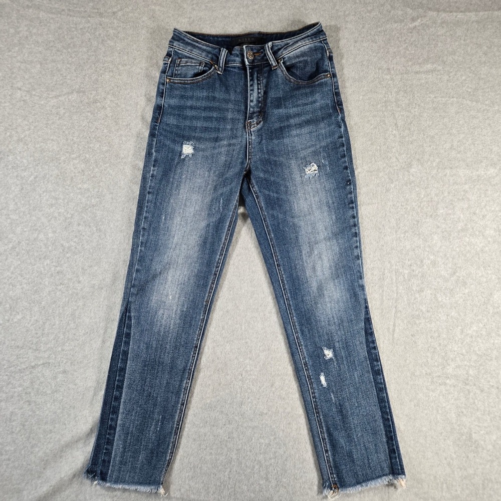 Risen Los Angeles Womens High Rise Straight Leg Distressed Jeans Size 26 3 Blue
